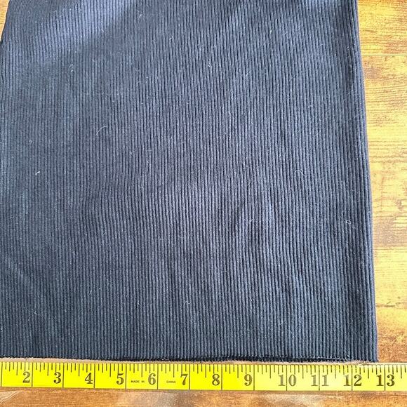 Zara Ribbed Knit Sweater Pants Large Petite Navy Wide Leg Loungewear Cozy Preppy - Picture 5 of 8